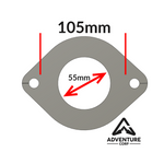 2.25" - 2 Bolt Exhaust Flange - Mild Steel - Adventure Corp